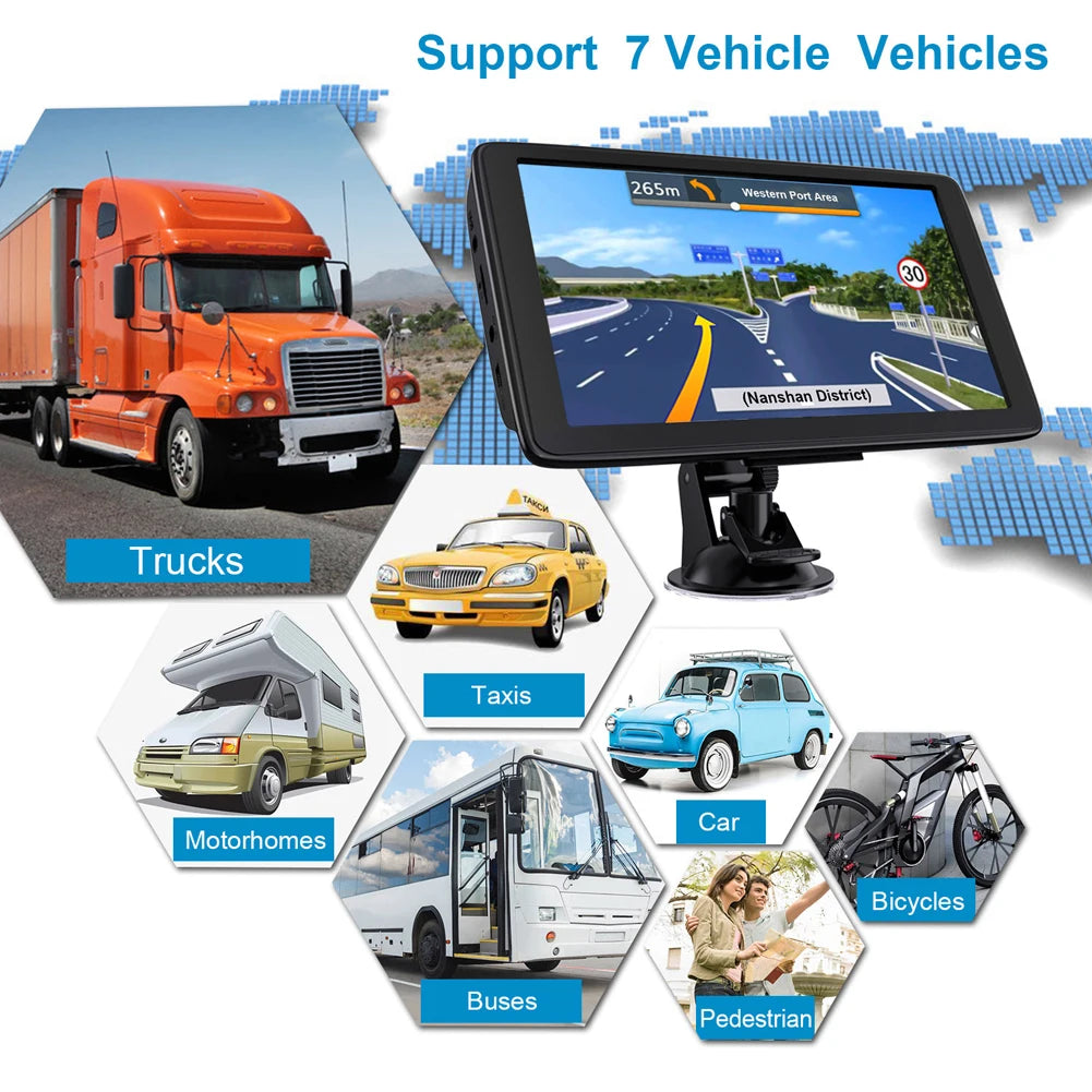 7 Inch Car GPS Navigation FM Transmitter HD TFT Touch Screen Car GPS Navigator 256MB+8G Portable Auto Satellite GPS Navigation