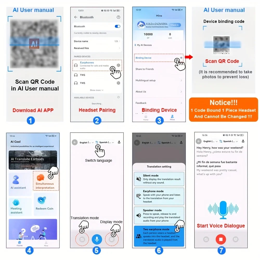 GREATWALL AI language Translator Earbuds Supports 144 Languages And Accents Real Time High Accuracy Translation Earbuds