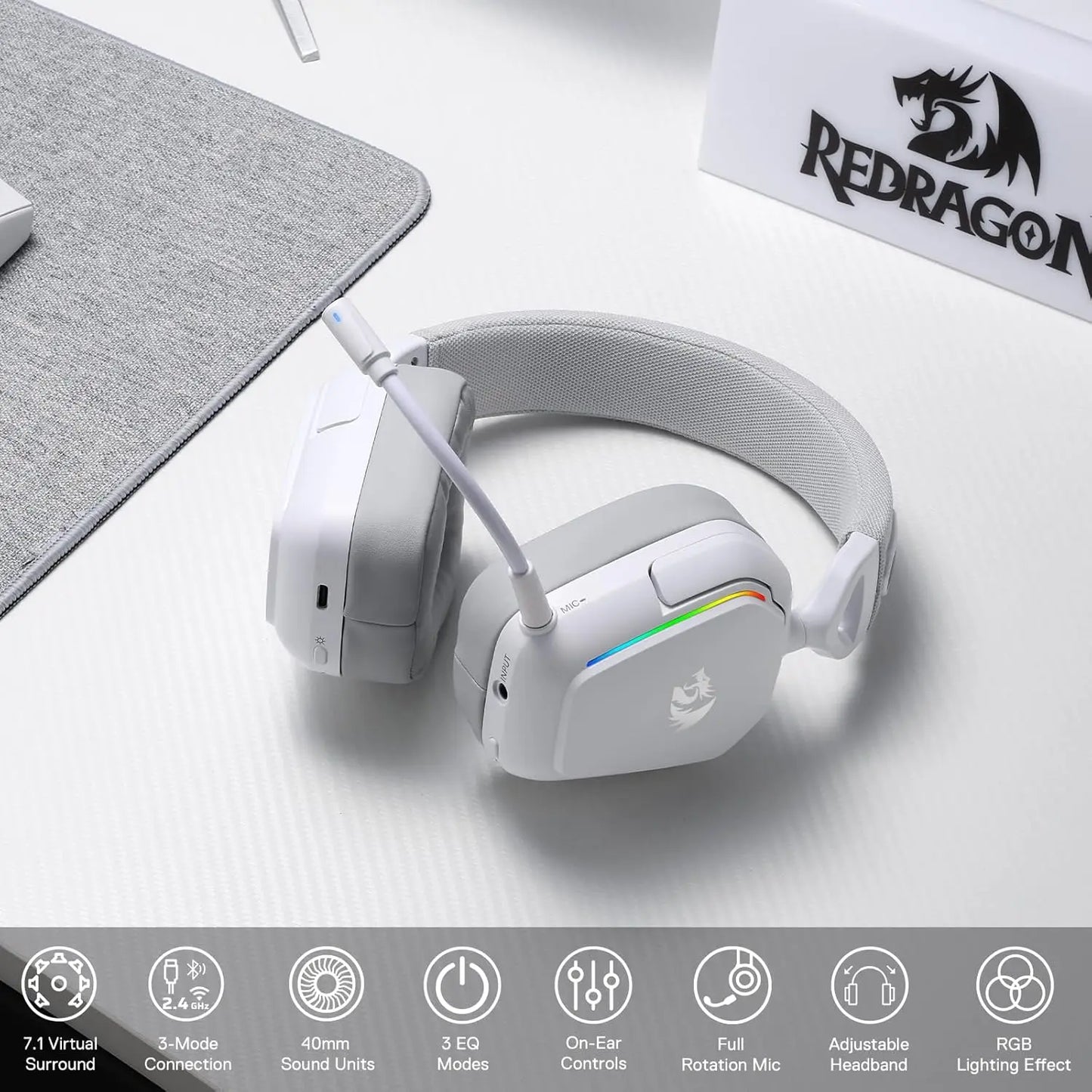 Redragon H868 3-Mode Wireless RGB 7.1 Surround Sound