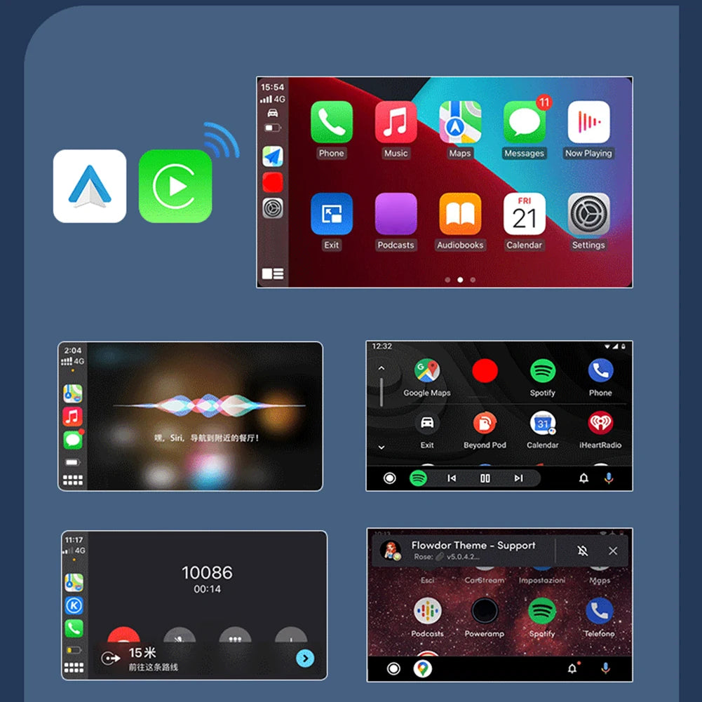 Wireless Carplay Android Auto Adapter Plug&Play 2 in 1 Mini Box BT Wireless Dongle for OEM Wired CarPlay/Andriod Auto Cars
