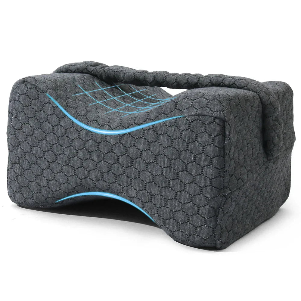 Knee Pillow for Side Sleepers with Straps, Soft Memory Foam Leg & Knee Pillow for Hip Pain, Back Pain, Knee Support Pillow Nail