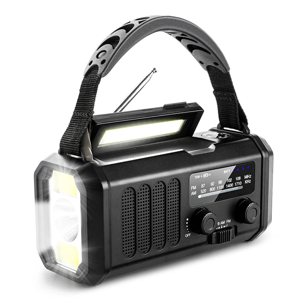 10000mAh Emergency Radio AM FM NOAA Weather Radio Multifunctional Hand Crank Solar Radio with Flashlight Power Bank SOS Alarm