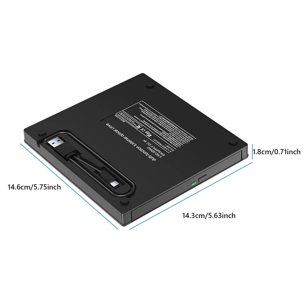 7-in-1 USB 3.0 Type C External CD DVD RW Optical Drive DVD Player Burner Reader Multi-Function Drive For Windows Mac PC Laptop
