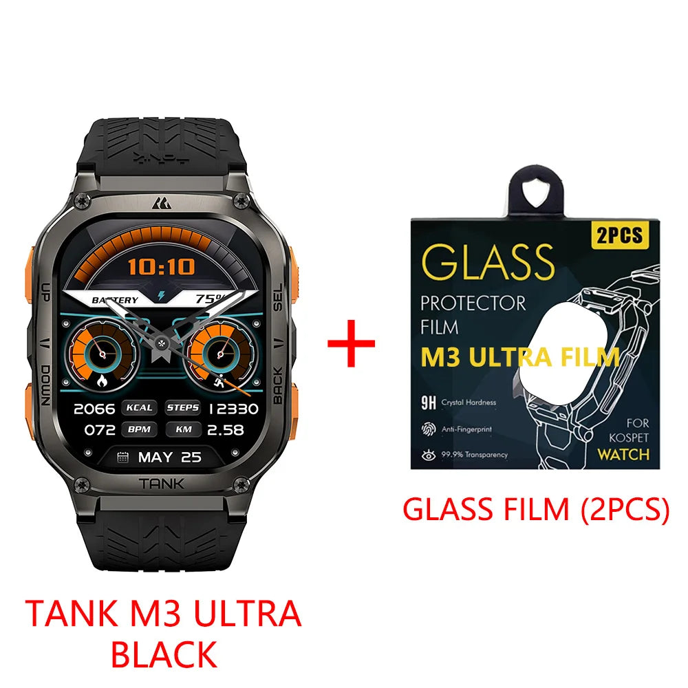 KOSPET TANK M3 Ultra GPS Smart Watch For Men 480mAh 60Days Battery Compass Altimeter Barometric Bluetooth Call 5ATM Waterproof