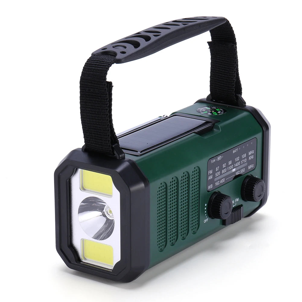 10000mAh Emergency Radio AM FM NOAA Weather Radio Multifunctional Hand Crank Solar Radio with Flashlight Power Bank SOS Alarm