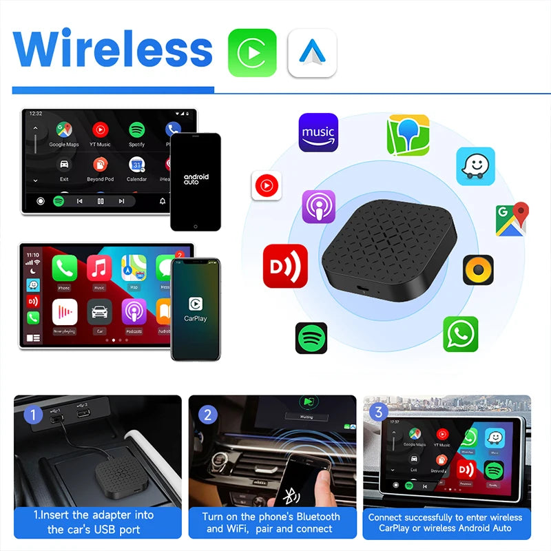Carlinkit Portable CarPlay Ai Box Android 11 TV Box QCM2290 Wireless CarPlay Android Auto For Netflix YouTube OEM CarPlay Cars