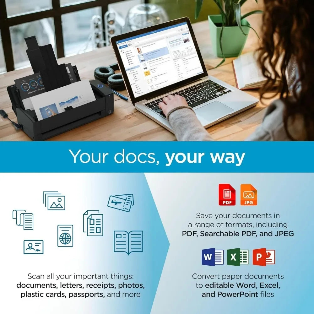 Fast delivery.iX1300 Compact Wireless or USB Double-Sided Color Document,Photo & Receipt Scanner with Document Feeder and Feede