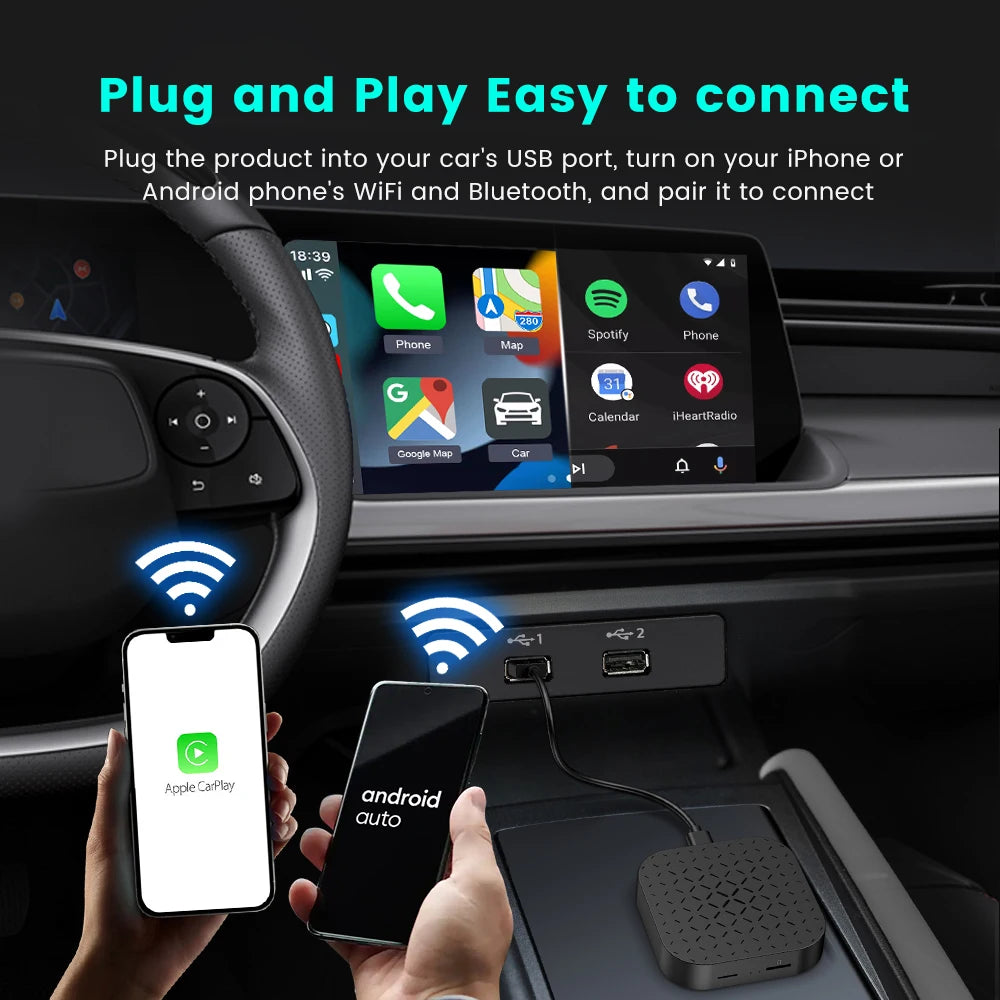 Carlinkit Portable CarPlay Ai Box Android 11 TV Box QCM2290 Wireless CarPlay Android Auto For Netflix YouTube OEM CarPlay Cars