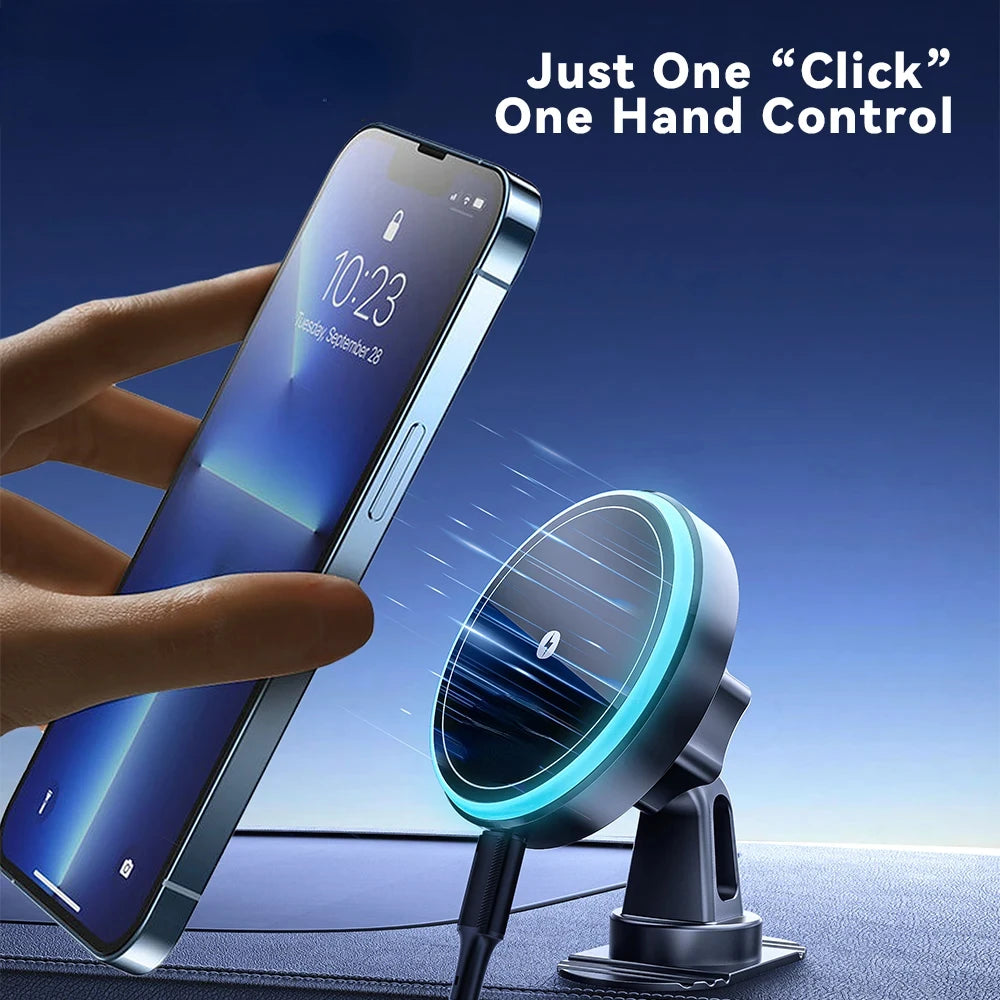 ftvae 15W Magnetic Wireless Car Phone Holder Adjustable 360 degrees Car Charger For iPhone15 14 13 12Pro Huawei Samsung Phone