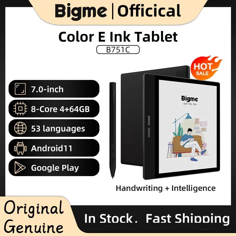 Bigme B751C 7'' Color Eink Screen Ebook Reader Electronic Epaper Books Notebook E-Ink Display E-book Ereader Android Tablet