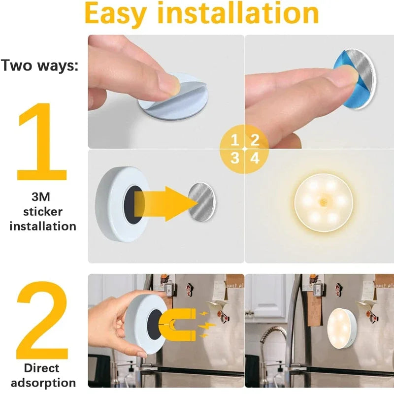 Motion Sensor LED Night Light USB Rechargeable Bedroom Night Light Wireless Induction light for Kitchen Stairs Hallway Closet