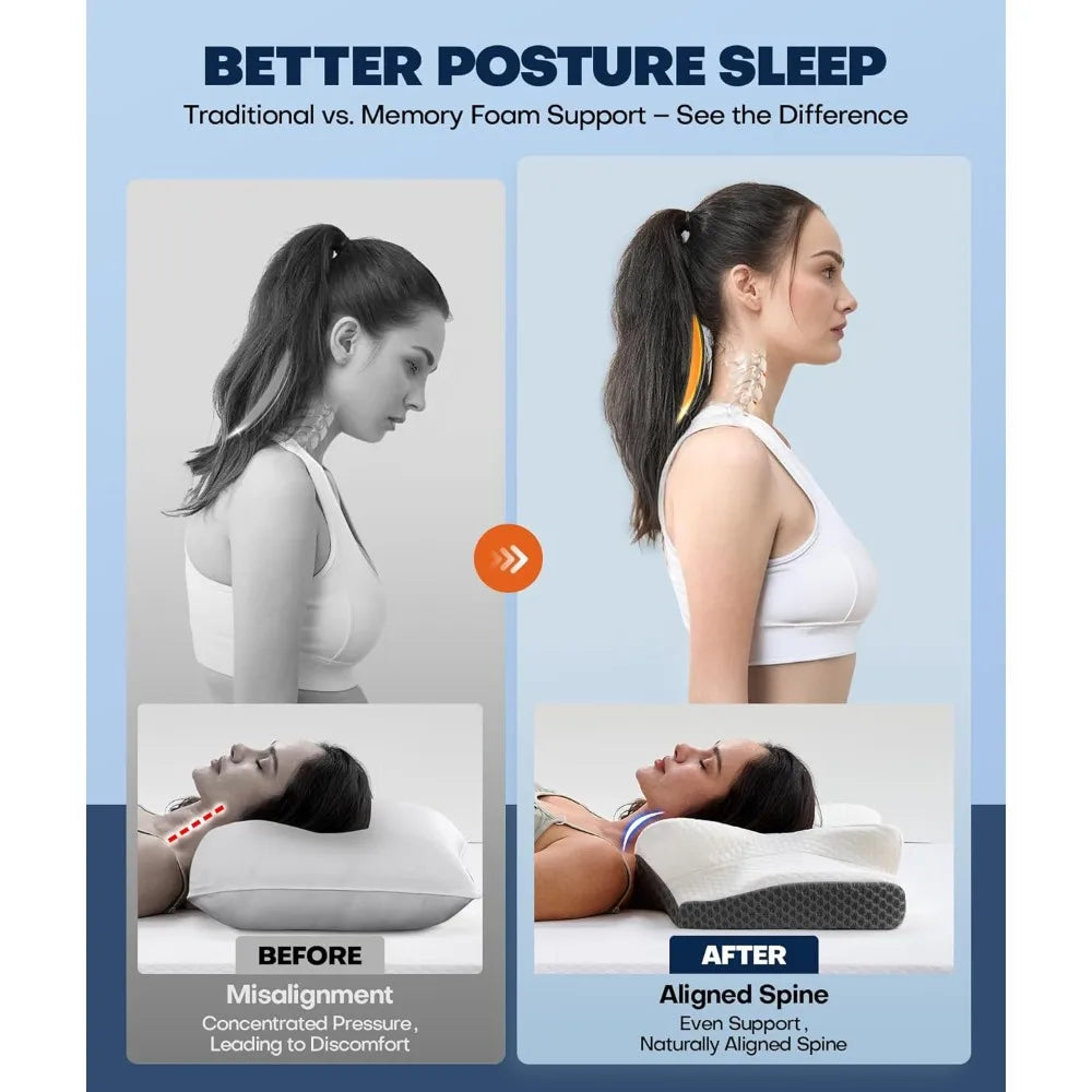 Sleep Doctor Approved Cervical Neck Pillow for Sleeping, Ergonomic Contour Side Sleeper Pillows for Adults, Cooling Orthopedic P