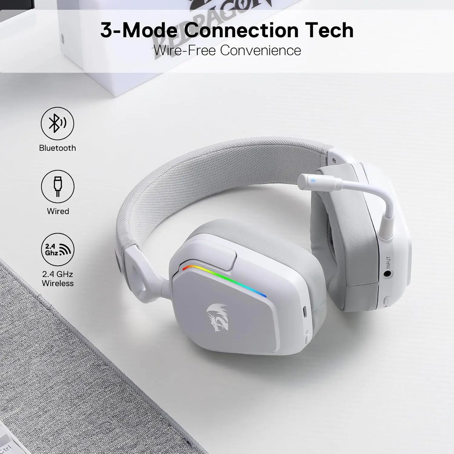 Redragon H868 3-Mode Wireless RGB 7.1 Surround Sound