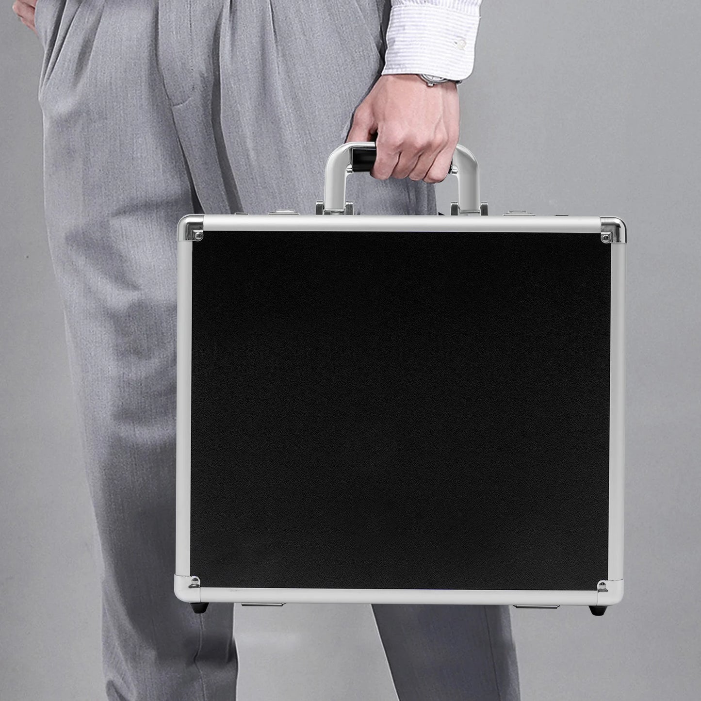 Security Briefcase W/ Dual Combination Locks & Adjustable Strap for Men & Women, Business Travel Case for Laptop (Up To 15.6In)