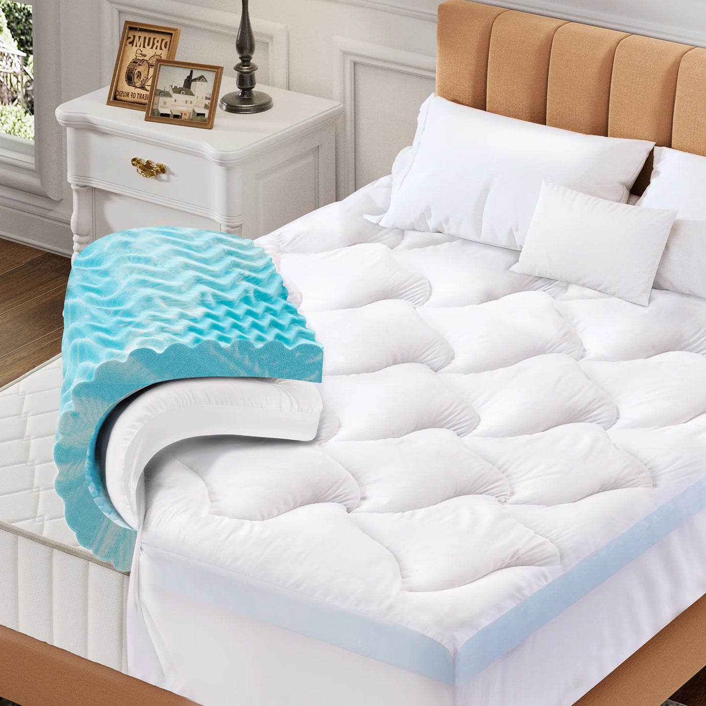 Hcore 3/4-inch Dual-Sided Sleep Gel Memory Foam Mattress with Removable Cover Cooling Mattress, Soft, Pain Relieving, Breathable
