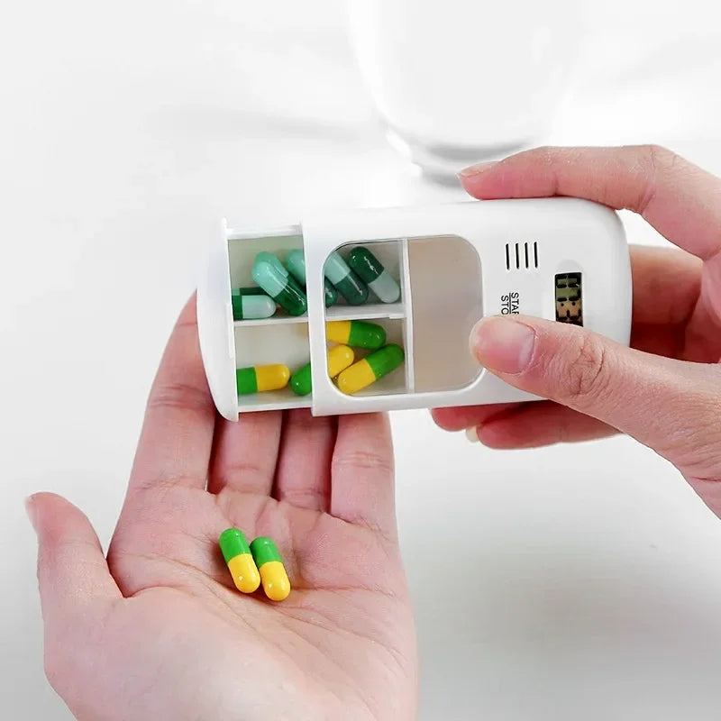 Mini Portable Pill Reminder Drug Alarm Timer Electronic Box Organizer LED Display Medicine Case Alarm Clock Reminder Pill Box