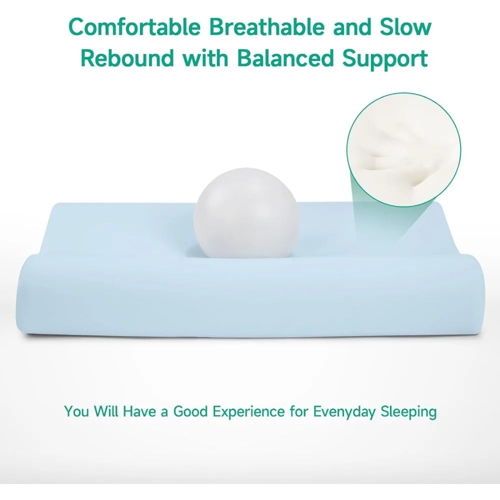 Cervical Contour Two Height Adjustable Memory Foam Orthopedic Pillow for Sleeping Perfect for Side, Back, Stomach Sleepers
