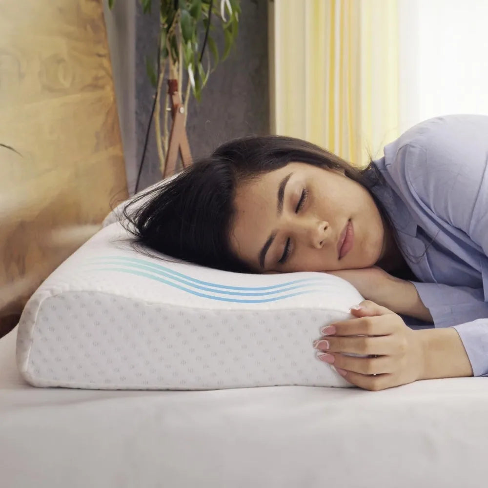 Cervical Contour Two Height Adjustable Memory Foam Orthopedic Pillow for Sleeping Perfect for Side, Back, Stomach Sleepers