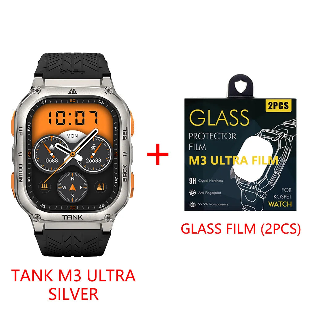 KOSPET TANK M3 Ultra GPS Smart Watch For Men 480mAh 60Days Battery Compass Altimeter Barometric Bluetooth Call 5ATM Waterproof