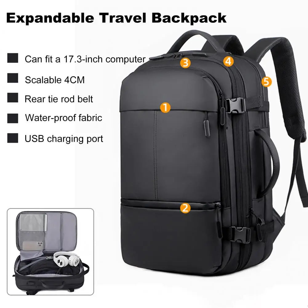 Travel Backpack Expandable Capacity Computer Bag with USB Charging Port Waterproof Anti-Theft Lock Wet/Dry Separation Pockets We