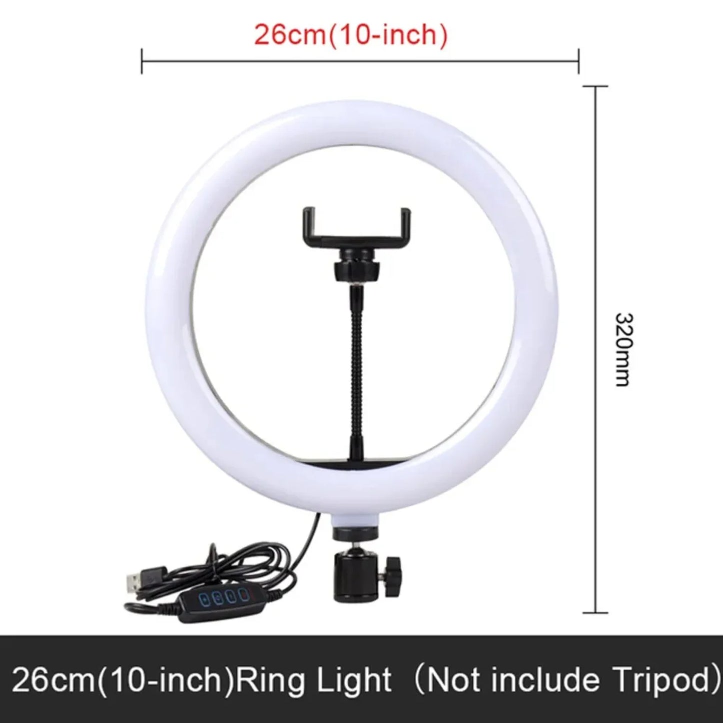10inch Selfie Ring Light, Photography Fill Light Led Ring Lamp Ringlight Video Recording Live Broadcast Selfie Led Lamp
