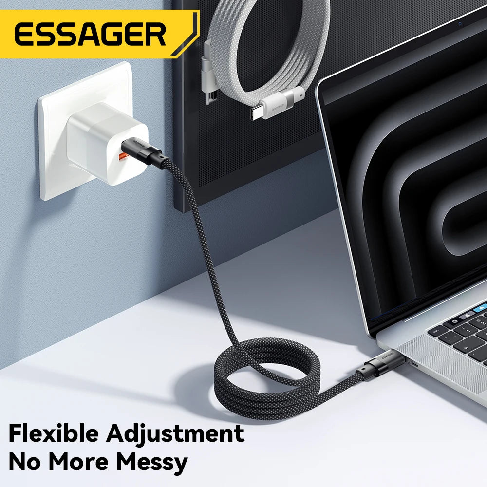 Essager USB C To C 100W Magnetic Fast Charger Cable For iPhone 15 65W Type C To C Data Charging Wire For Laptop Samsung