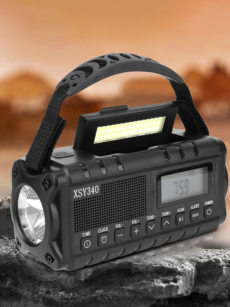 10000mAh Emergency Radio AM FM NOAA Weather Radio Multifunctional Hand Crank Solar Radio with Flashlight Power Bank SOS Alarm