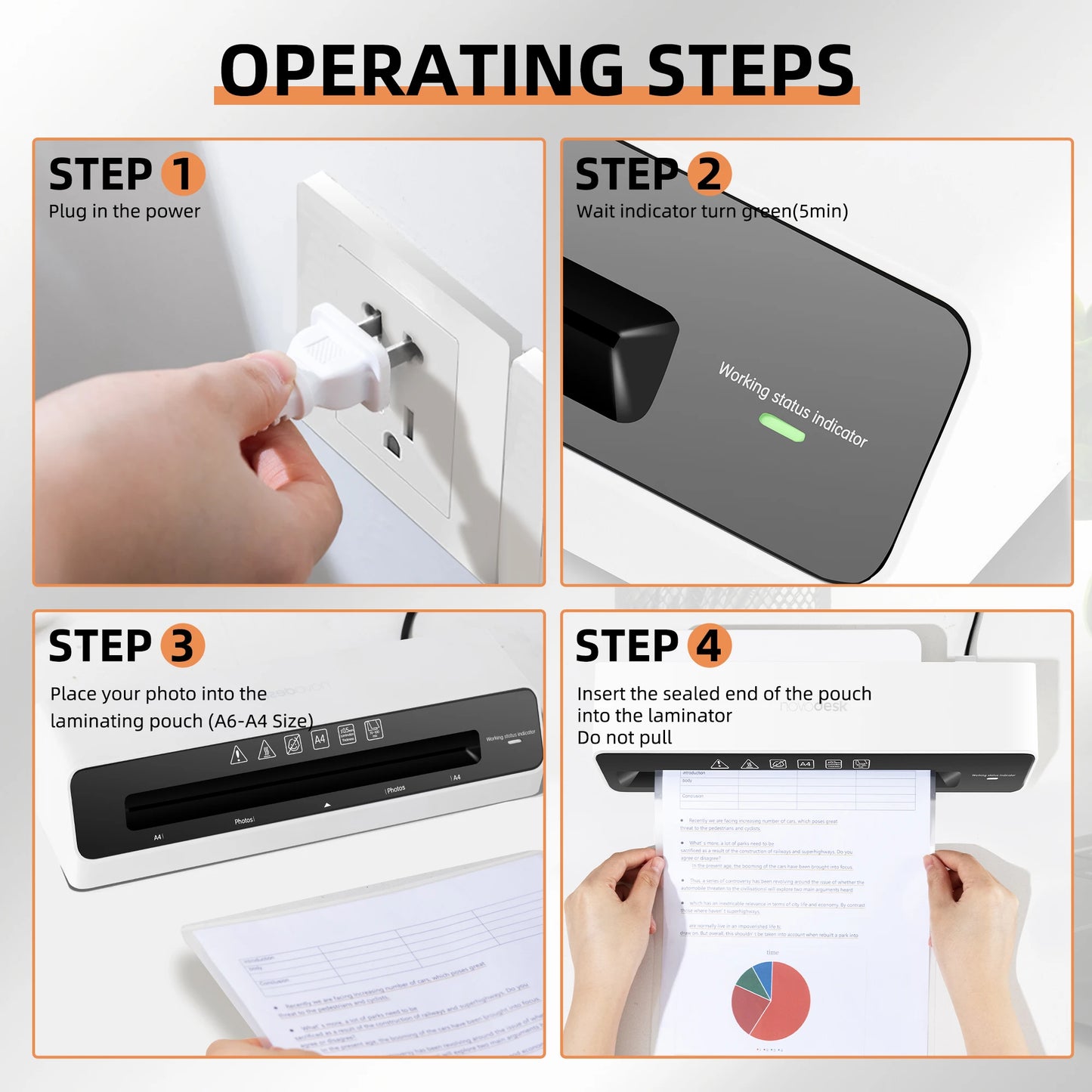 Deli 9in Max Width Thermal Laminator with 20 A4 Pouches, Quick Warm-Up, Never Jam, Desktop Laminator for Home Office Use