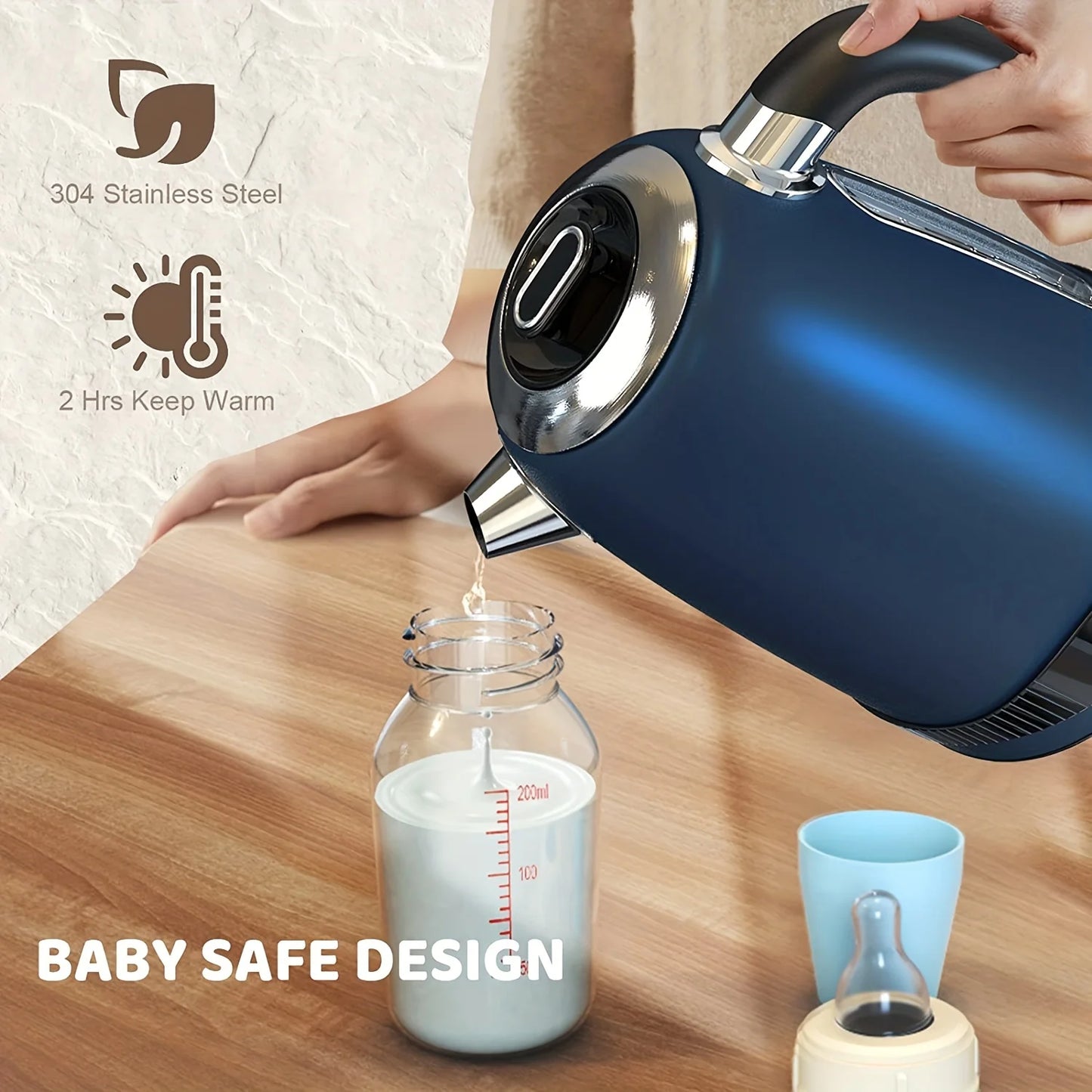 1pc 1.8QT Electric Kettle, US Plug, Temperature Control With 7 Heat Settings & LED Display, (1100W) , Kitchen and home