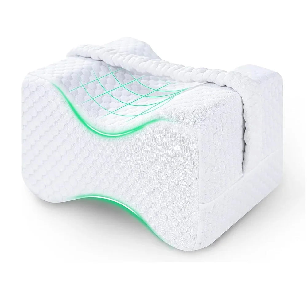 Knee Pillow for Side Sleepers with Straps, Soft Memory Foam Leg & Knee Pillow for Hip Pain, Back Pain, Knee Support Pillow Nail