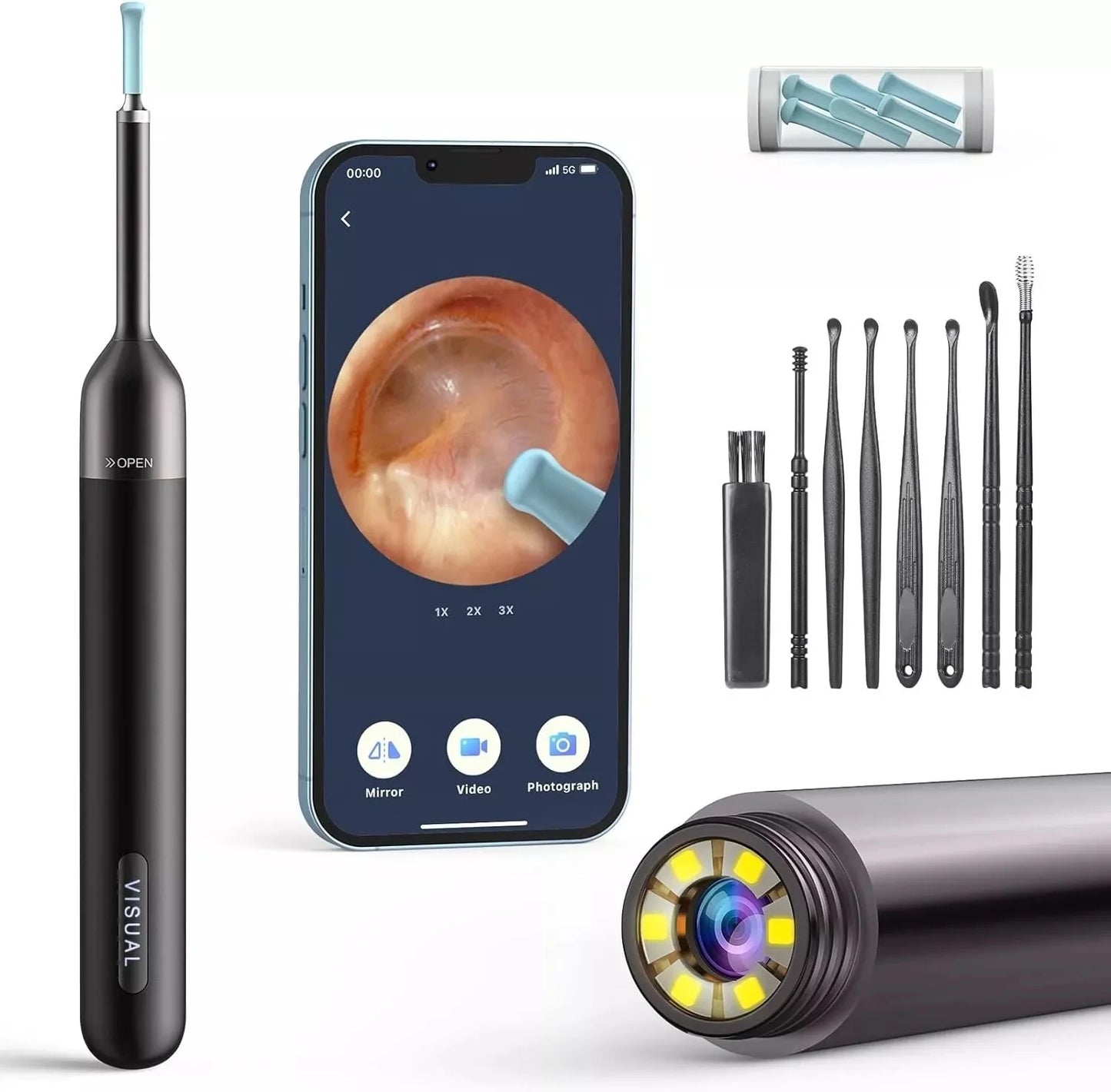 Ear Wax Removal, 1080P Ear Wax Removal Tool Camera, Ear Cleaner Camera Otoscope with 6 LED Light