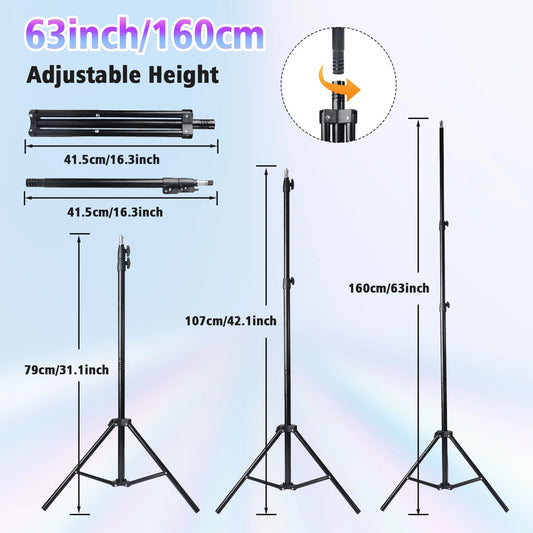 10 Inch RGB Ring Light, Extendable to 160 cm, Multi-functional Portable Tripod, 38 Adjustable Colors for Live Streaming, Selfie