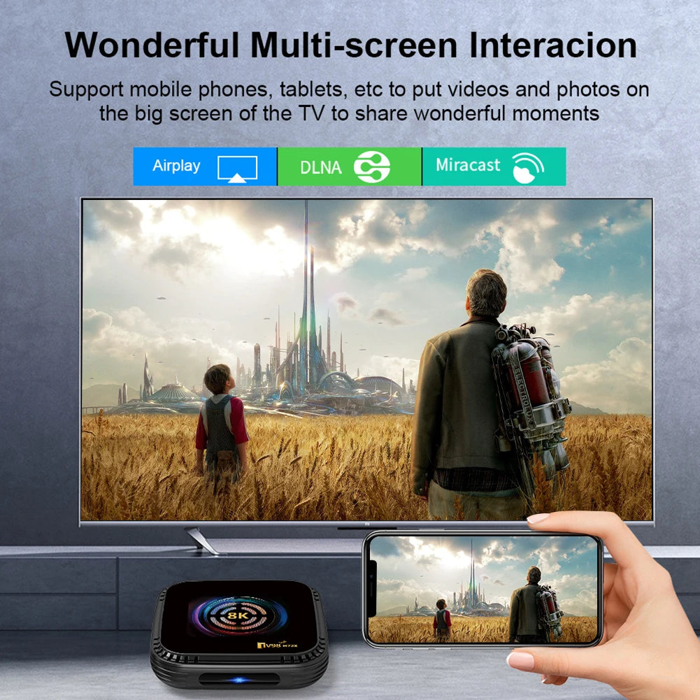 H728 4G 32G/64G Octa-Core BT5.0 Android 14 Smart TV Box Media Player 8K HD Set Top Box with Remote Android Box Dual-Band Wi-Fi
