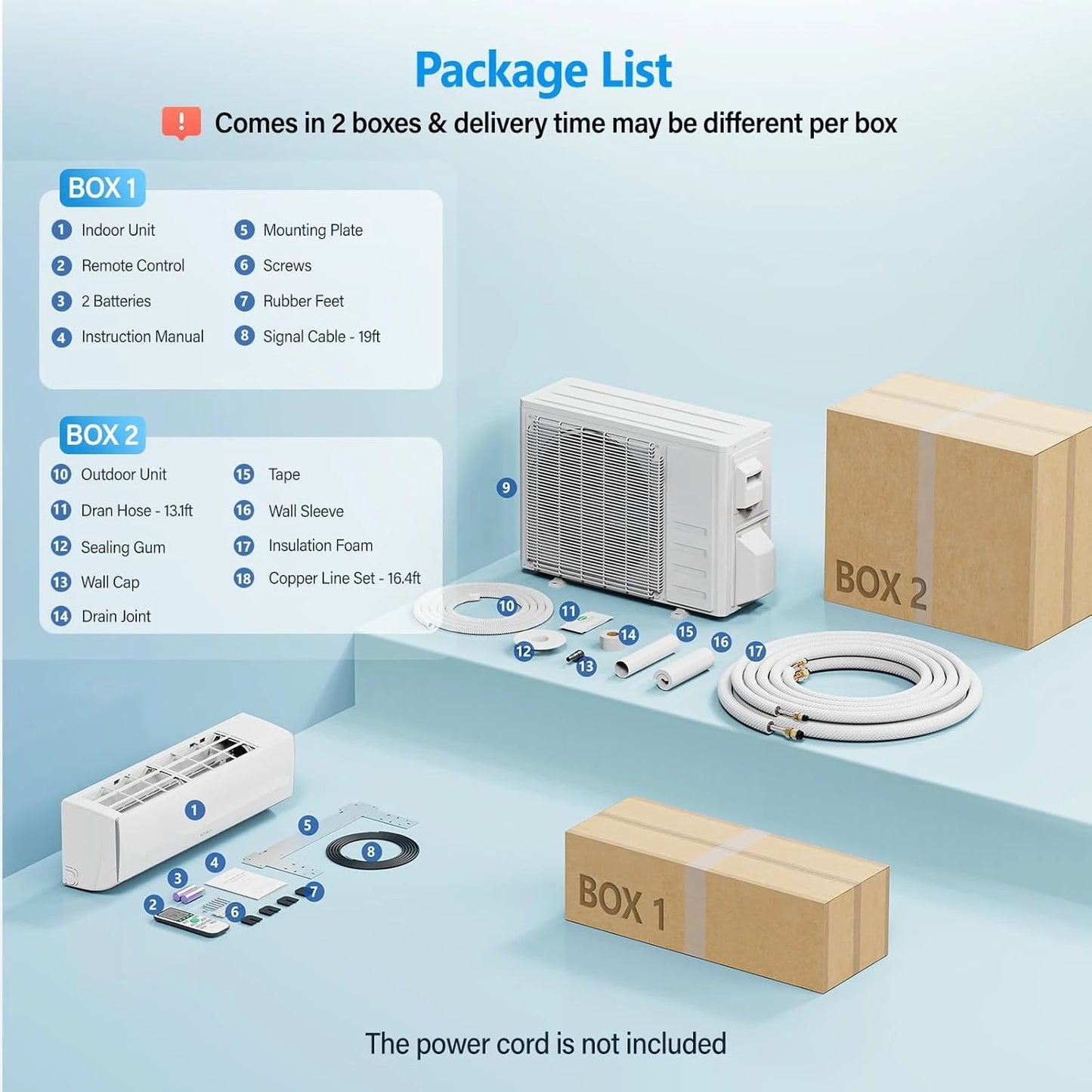 11500 BTU Wifi Enabled Mini Split Air Conditioner & Heater, 17 SEER2 115V Inverter Ductless Wall AC Unit