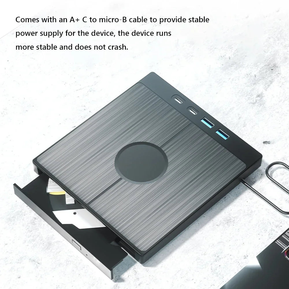 7-in-1 USB 3.0 Type C External CD DVD RW Optical Drive DVD Player Burner Reader Multi-Function Drive For Windows Mac PC Laptop