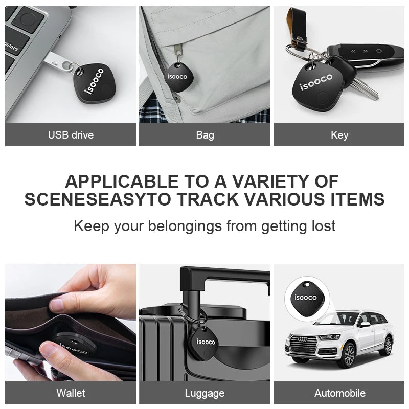 4/8Pcs isooco Smart Item Finder,GPS Locator,Bluetooth Pairing Anti-lost Tag, Used with Find My (iOS only),Keychain Car Tracker