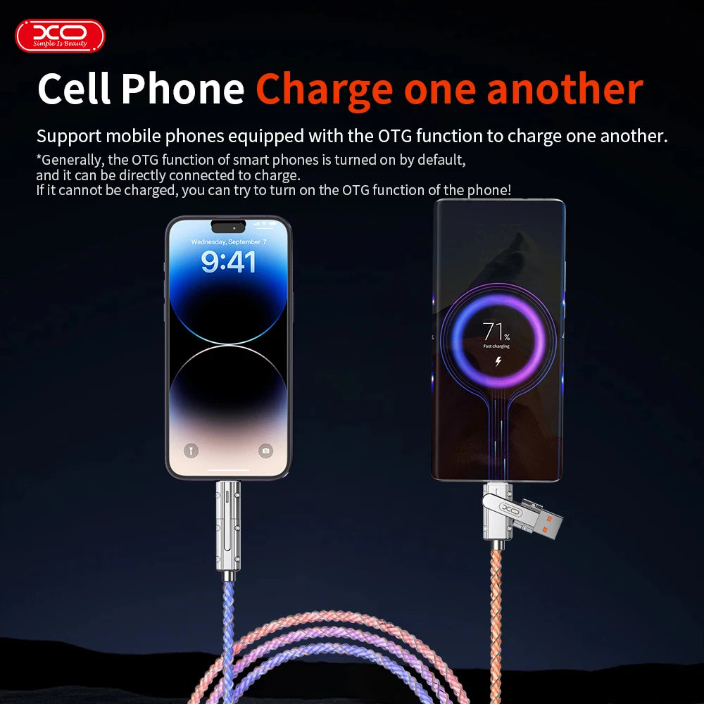 60W 4 in 1 Multi-function Mobile Phone Data Cable PD Fast Charging Cable Charger for Huawei Xiaomi iPhone