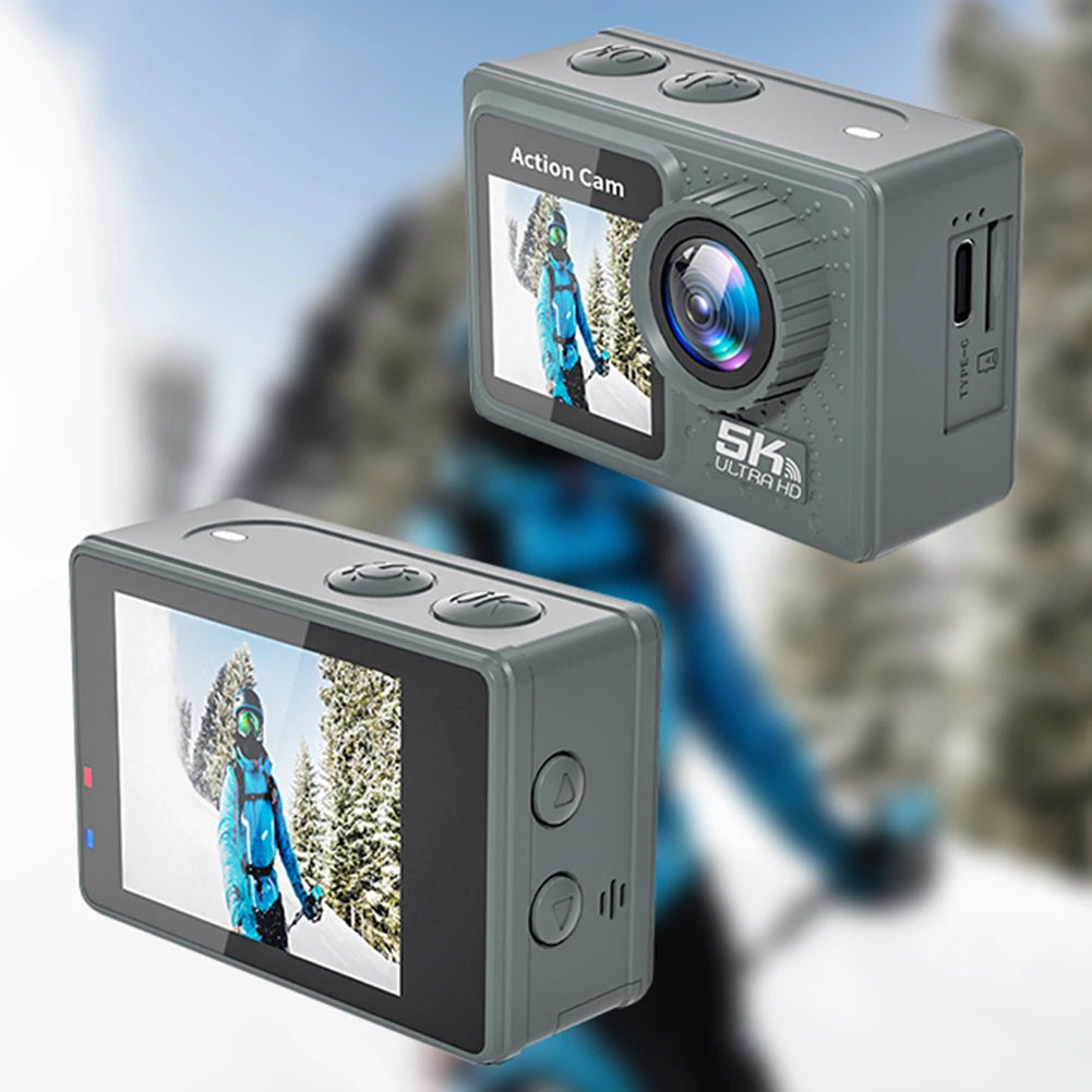 5K 4K 60FPS Action Camera Waterproof Dual Screen WiFi Sport Cam with Remote Stabilization