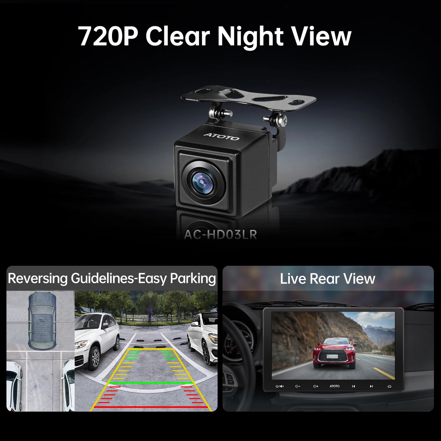 ATOTOZONE 720P HD Car Rear View Camera Night Vision and Waterproof 180° Wide-Angle For ATOTO S8 Models Only