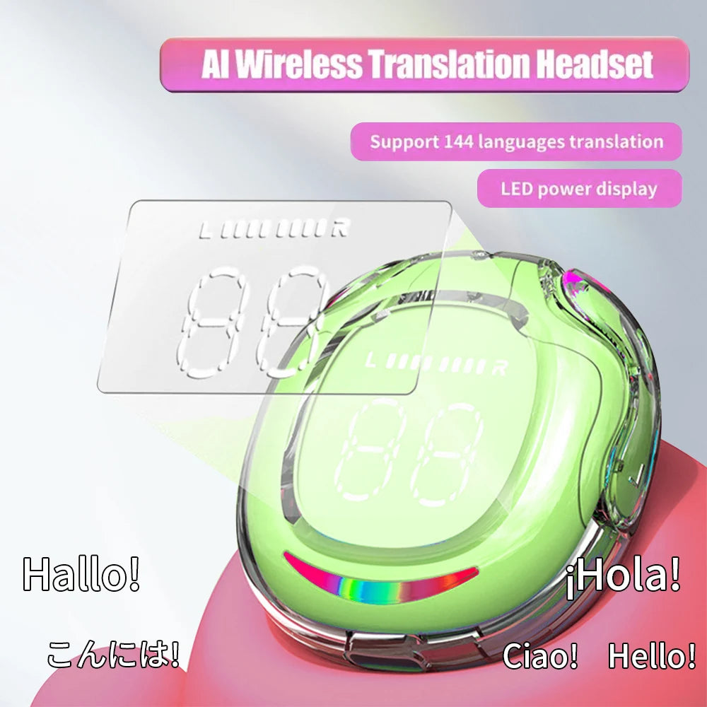 GREATWALL AI language Translator Earbuds Supports 144 Languages And Accents Real Time High Accuracy Translation Earbuds