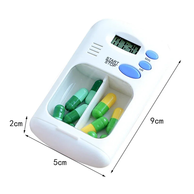 Mini Portable Pill Reminder Drug Alarm Timer Electronic Box Organizer LED Display Medicine Case Alarm Clock Reminder Pill Box