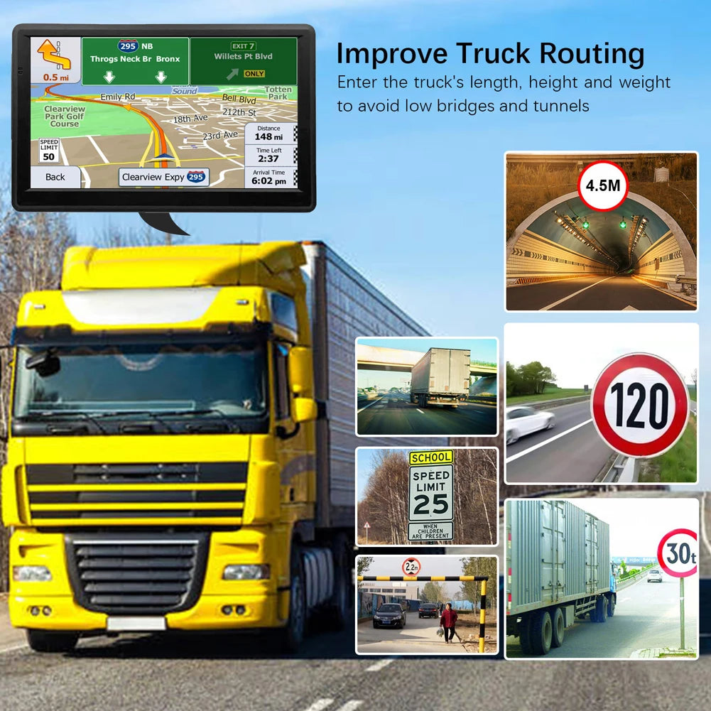 Car GPS Navigation Voice Prompts EU AU US Map 7Inch HD TFT Touch Screen Truck GPS Navigator 256MB+8G Auto Satellite 2025