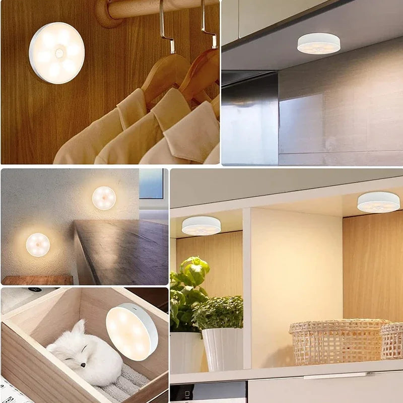 Motion Sensor LED Night Light USB Rechargeable Bedroom Night Light Wireless Induction light for Kitchen Stairs Hallway Closet