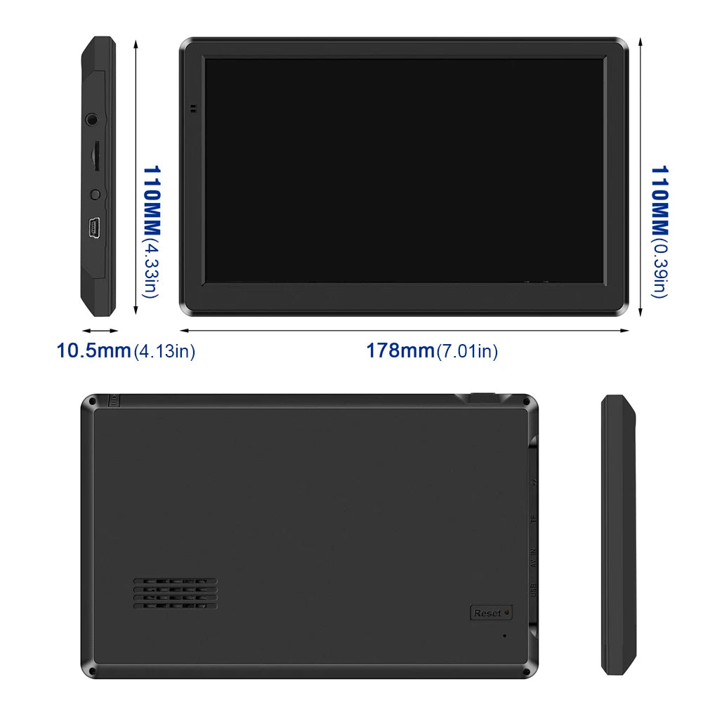 Car GPS Navigation Voice Prompts EU AU US Map 7Inch HD TFT Touch Screen Truck GPS Navigator 256MB+8G Auto Satellite 2025