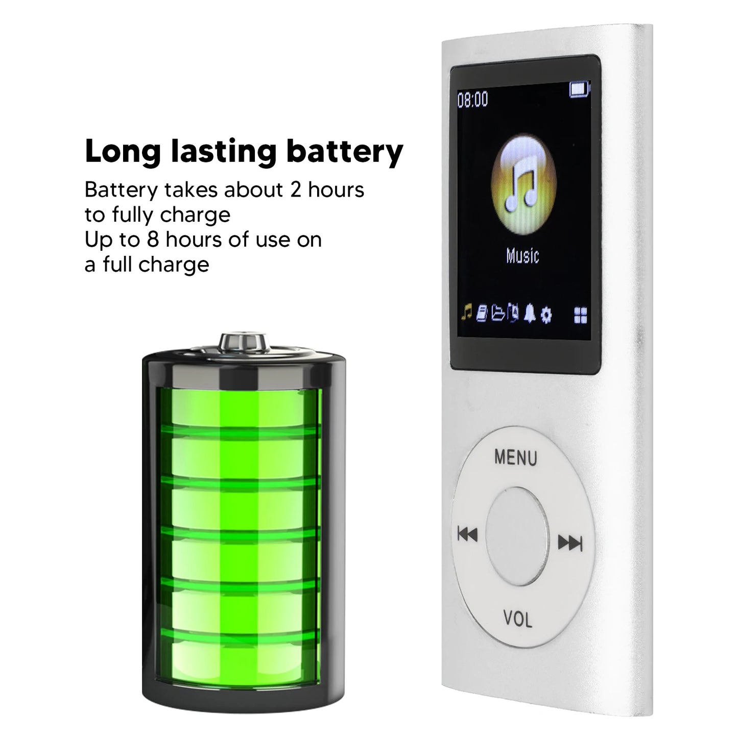 MP3 Player Stylish Multifunctional Lossless Sound Slim 1.8 Inch LCD Screen Portable MP3 Music Player MP3 Player Mini MP3 Player
