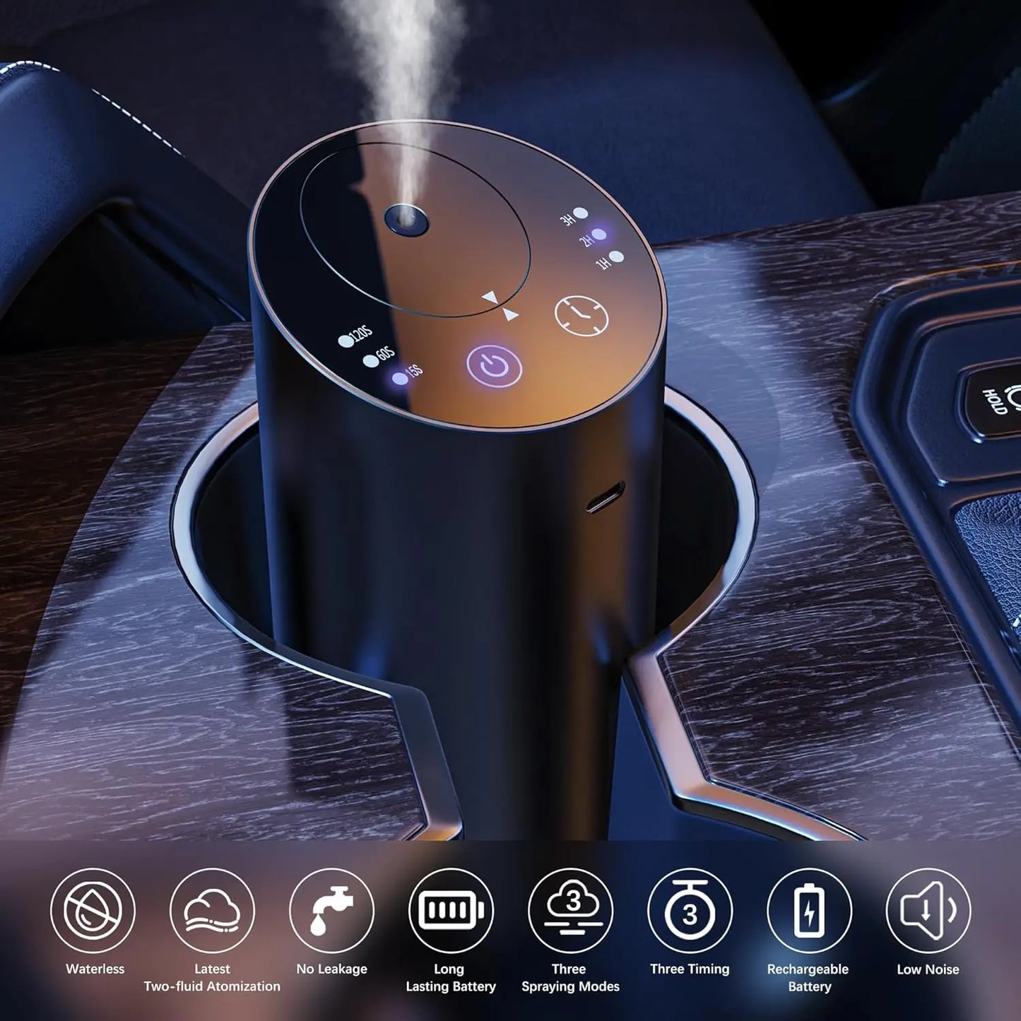 Aroma Diffuser, Waterl Ential Oil Diffuser With Smart Cold Mist & No Leakage Tech, Cordl Aromatherapy Diffuser For Car, Room,