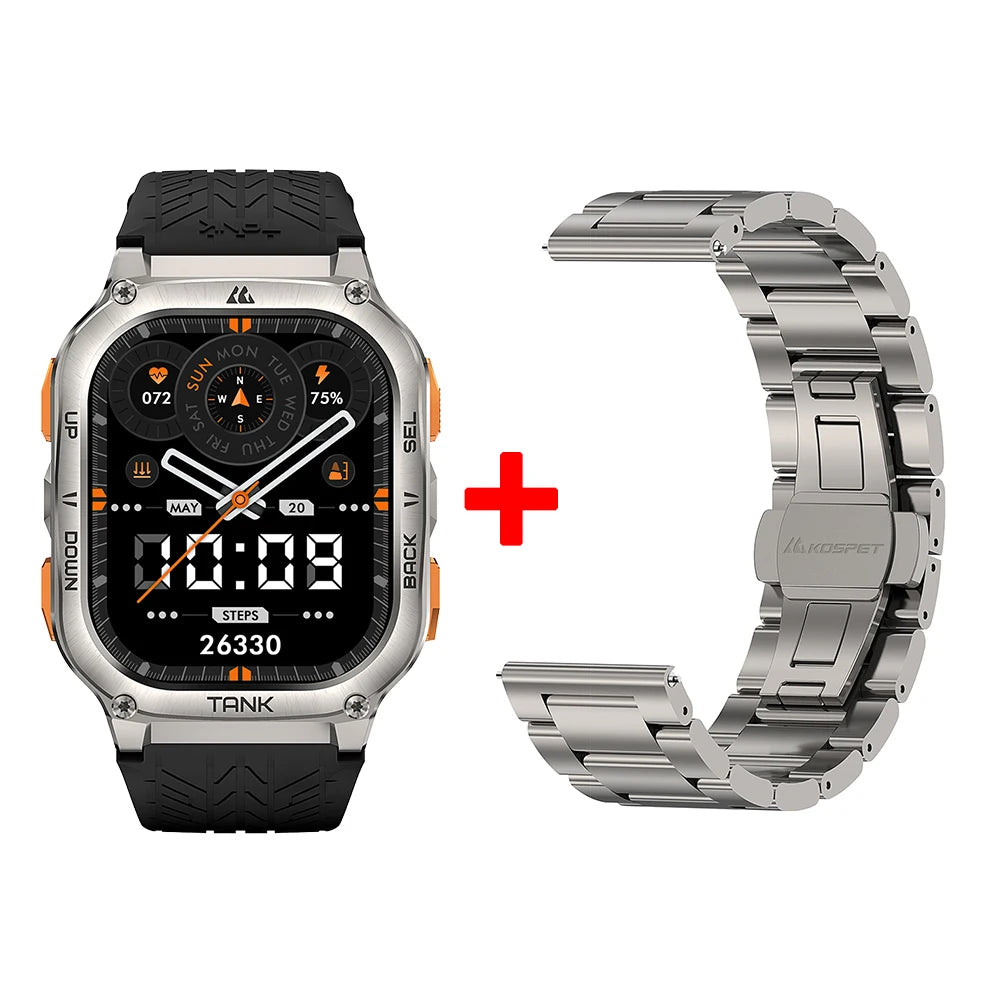 KOSPET TANK M3 Ultra GPS Smart Watch For Men 480mAh 60Days Battery Compass Altimeter Barometric Bluetooth Call 5ATM Waterproof