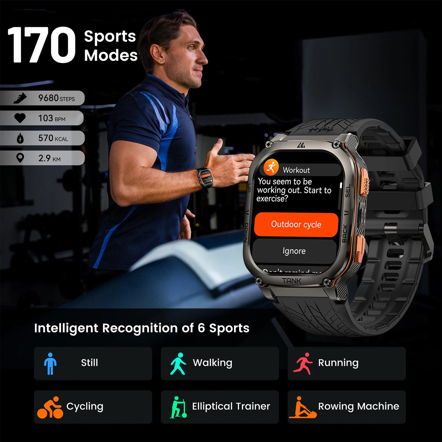 KOSPET TANK M3 Ultra GPS Smart Watch For Men 480mAh 60Days Battery Compass Altimeter Barometric Bluetooth Call 5ATM Waterproof