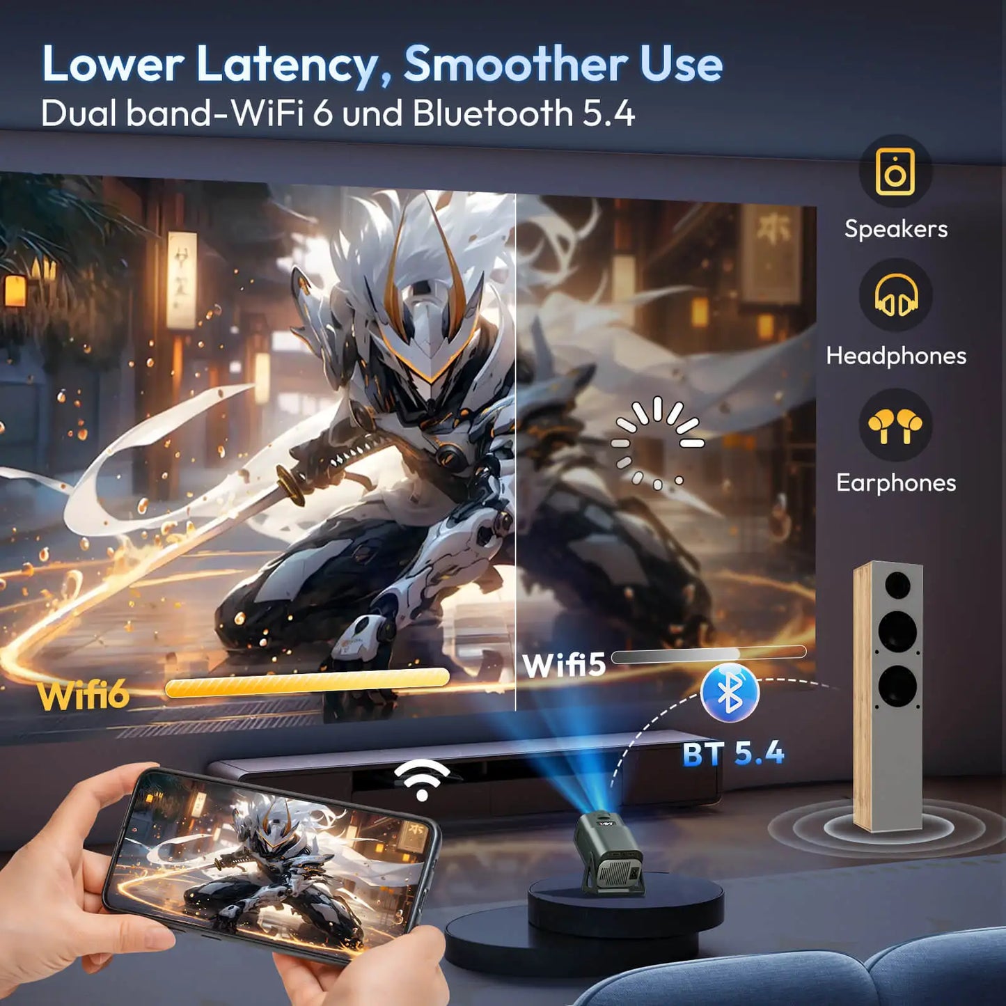 XGODY UHD Mini Portable Projector 4k LED 12000 Lumen Smart Built-in Android 11.0 HD Office/Outdoor/Home for Laptop Switch 5GWiFi