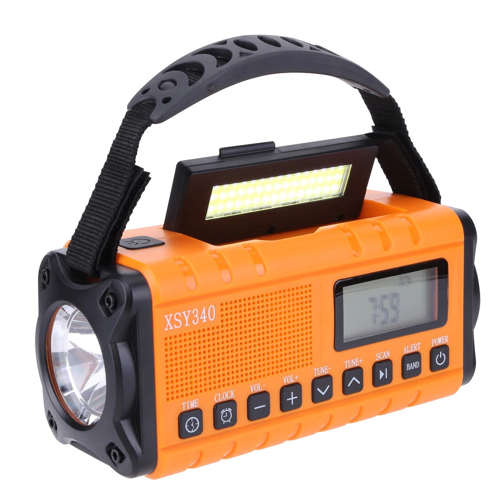10000mAh Emergency Radio AM FM NOAA Weather Radio Multifunctional Hand Crank Solar Radio with Flashlight Power Bank SOS Alarm